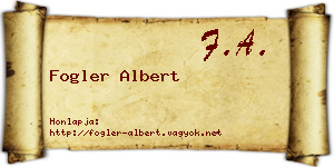 Fogler Albert névjegykártya